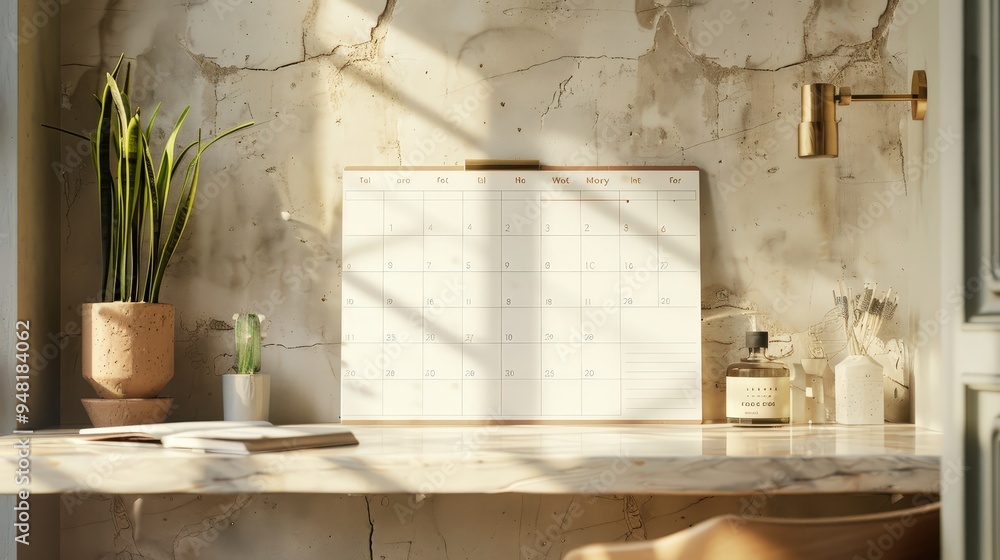 Fototapete experience a refined calendar month with a sophisticated design featuring a clean grid and elegant t