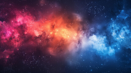 Naklejka premium Abstract visual interpretation of a cosmic cloudscape, blending vibrant colors with mystical atmosphere and otherworldly galaxy sky. Surrealism to the celestial tableau.