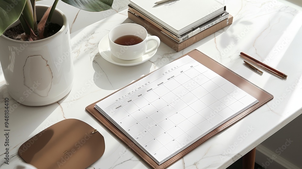 Fototapete experience an elegant calendar month featuring a classic grid layout with stylish fonts and subtle c