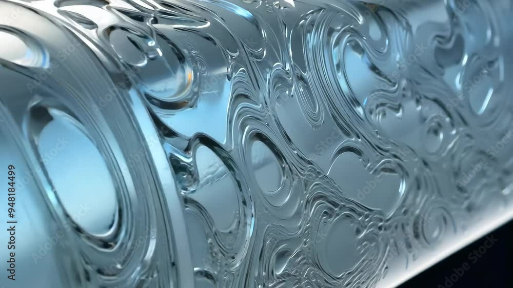 Poster exploring the intricate surface patterns of fluid dynamics captured in a clear tube