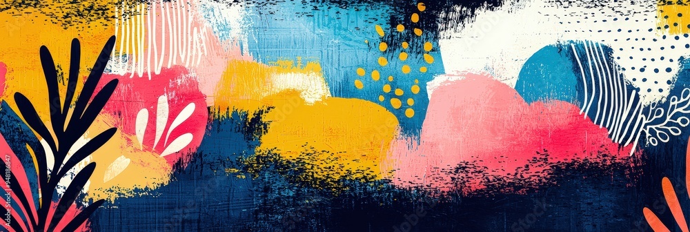 Fototapete this dynamic artwork displays an array of colorful shapes and patterns, blending vibrant hues with f