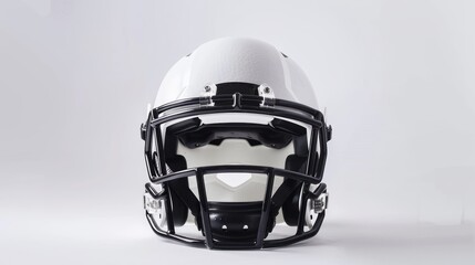 Naklejka premium White football helmet standing on white background