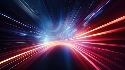 Obraz premium A vibrant, futuristic tunnel of blurred lights in a city.