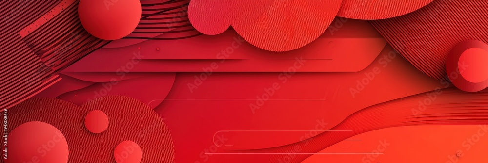Poster this striking red backdrop showcases a blend of layered shapes and flowing lines, creating a dynamic