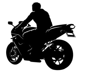 Fototapeta premium silhouette of man riding a motor sport , motorcycle sport 