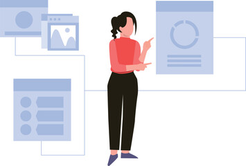 The girl is looking at the chart.