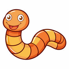 Fototapeta premium Worm smiling and crawling stock illustration
