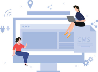The girls are working on the CMS files.