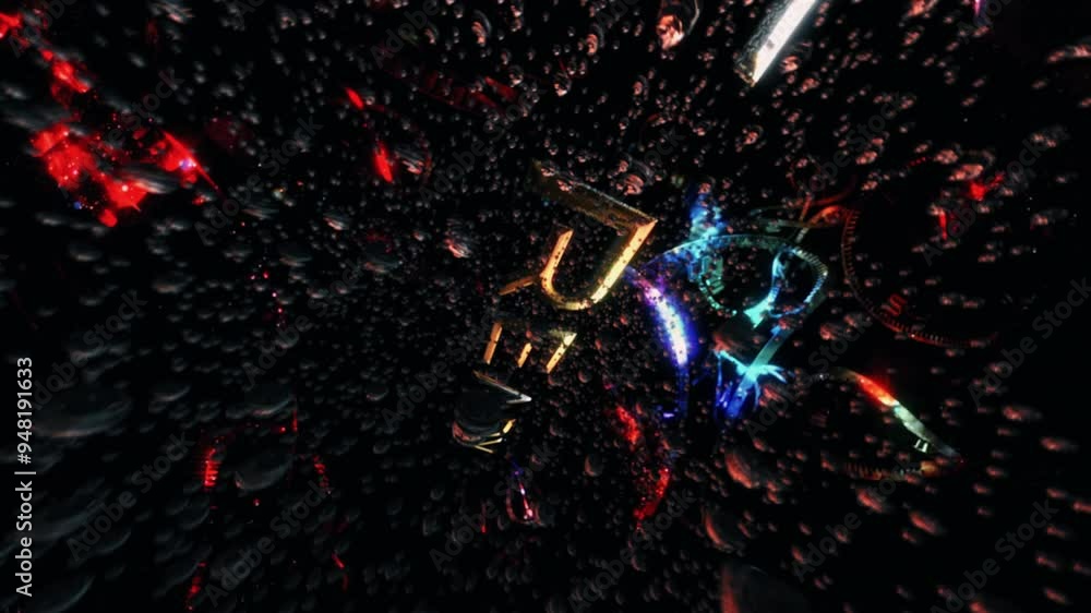 Poster 3d animation of get ready glow glitch text digital effect cinematic title background. ending cover f