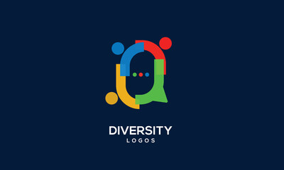 Vector icon illustration of a chat bubble representing diversity, family, togetherness, and human unity