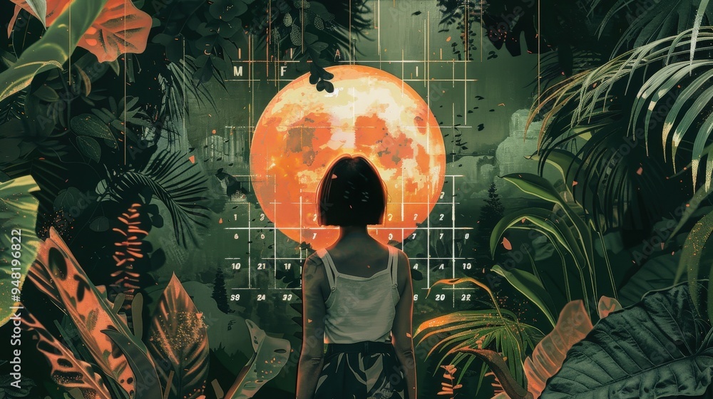 Poster artistic calendar month featuring unique design elements and a visually appealing grid.