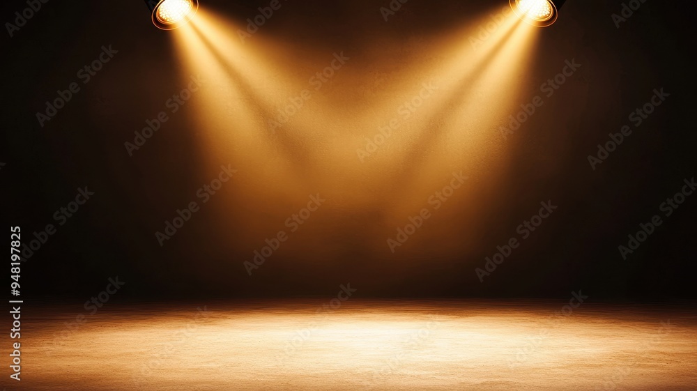 Poster a dramatic spotlight illuminates an empty stage, creating a captivating atmosphere suitable for perf