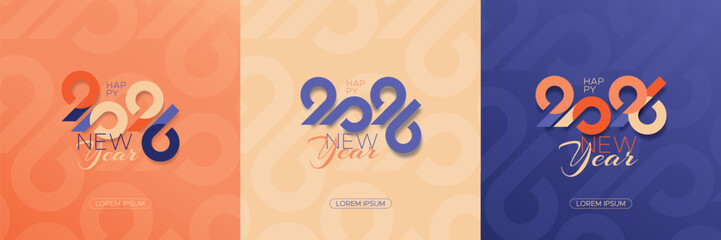 2026 new year with typography logo design style. Set of 2026 new year design template