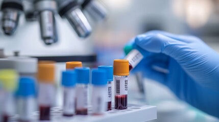 This detailed image illustrates a hemoglobin typing test that is used for diagnosing thalassemia, effectively highlighting the complex blood sample processing that takes place in a lab setting