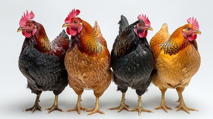 Fototapeta premium chickens isolated on white background 