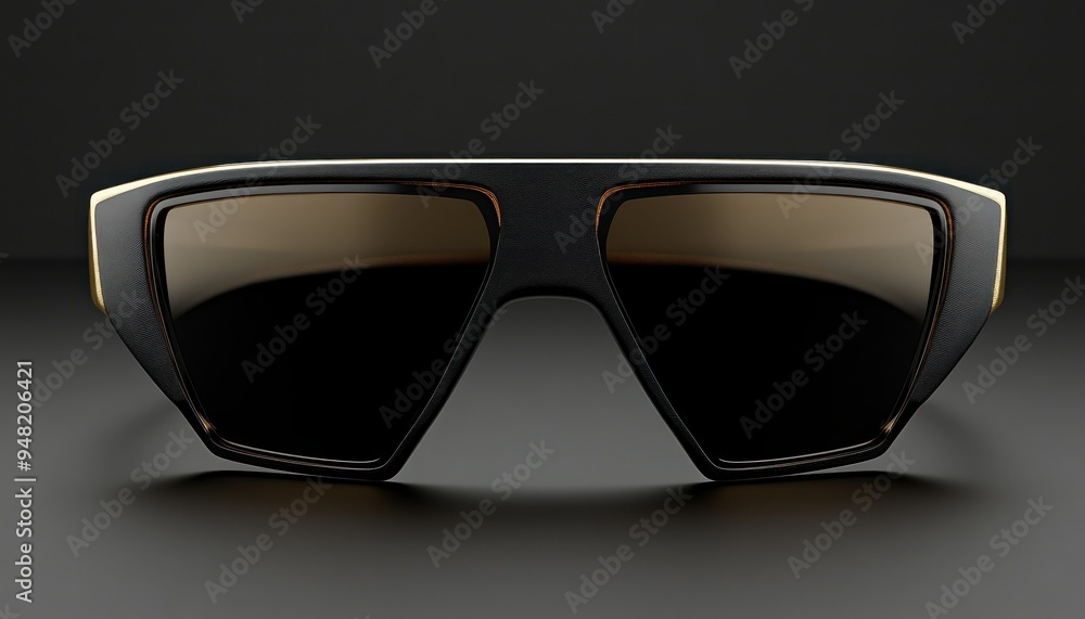 Wall mural sleek black sunglasses with gold accents bold design, sharp contrast, exuding elegance and confidenc