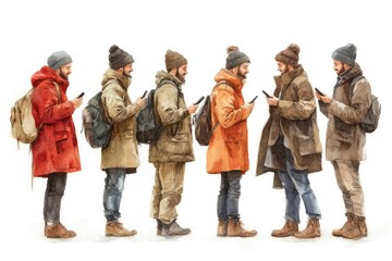 Fototapeta premium Happy Men Smiling and Enjoying Their Phones: Joyful Moments with Mobile Technology