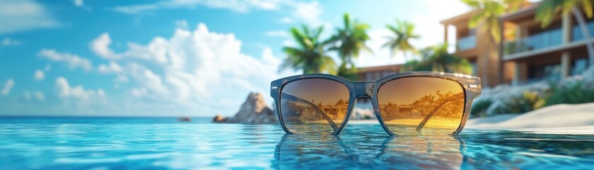 Summer Vacation Sunglasses Bold, Stylish Frames Reflecting Tropical Paradise Perfect for Beach Days, Poolside Relaxation, and Resort Style Sunglasses for Women and Men Protect Your Eyes in Style with