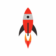 Minimalist Rocket Logo - Vector Illustration on White Background