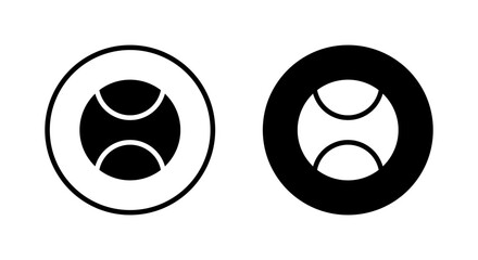 Tennis ball icon on black circle. Sport concept