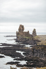 The rock formation at Lóndrangar on the Snæfellsnes Peninsula.