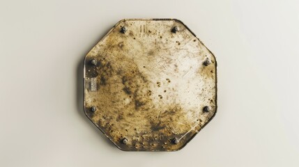 Old empty stop road sign showing rust and dirt