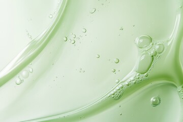 A macro view of a vibrant green serum showcasing its smooth texture and tiny bubbles, ideal for skincare innovations. Its perfect for wellness enthusiasts prioritizing quality and effectiveness