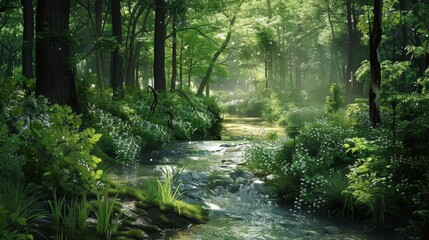 Obraz premium Forests act as natural water filters, capturing rainwater and reducing runoff.