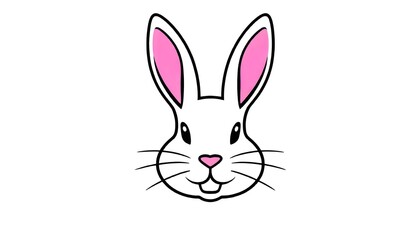 Obraz premium Rabbit face icon drawing isolated on a white background