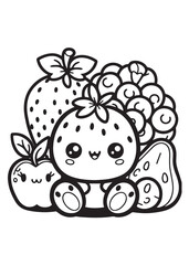 Strawberry fruit children coloring page illustration