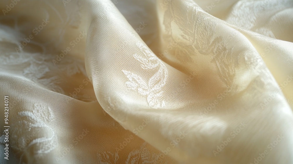 Aufkleber luxurious silk fabric with intricate woven patterns, displaying its delicate texture and elegant des