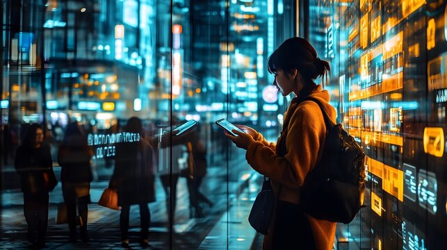 Person using digital wallet in a smart city environment depicting the future of urban finance