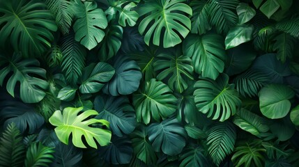 Professional rainforest texture background, dense flora, vibrant greenery, showcasing the rich diversity of tropical nature, suitable for environmental and nature themed design.