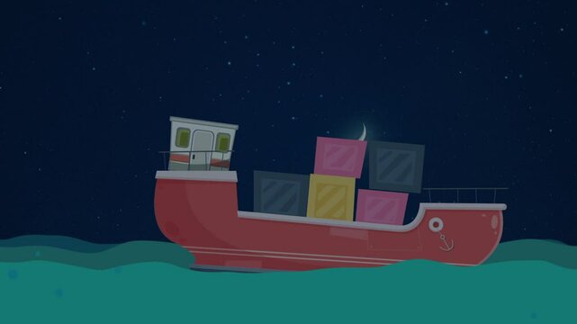 ship in the sea at night