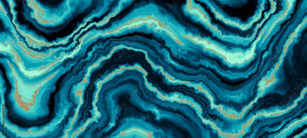 Poster marble ink colorful. blue teal marble pattern texture abstract background. can be used for backgroun