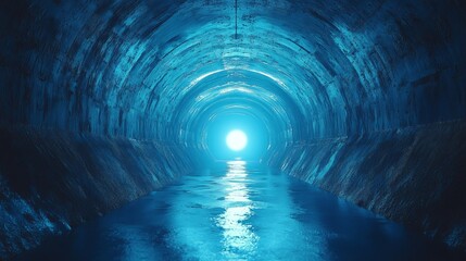 Naklejka premium The abstract tunnel leads to light, evoking feelings of journey, hope, and enlightenment. High contrast and perspective create conceptual images of depth and exploration.