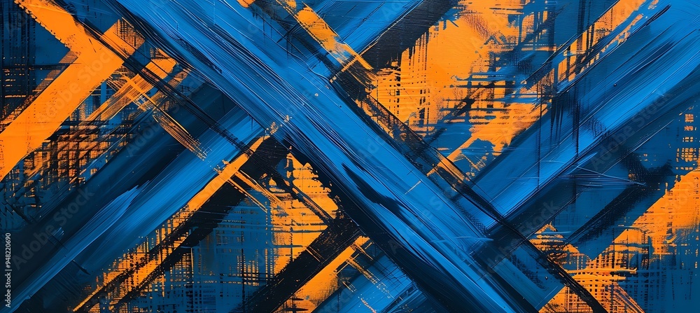 Poster abstract yellow and blue geometric backdrop with diagonal intersecting lines