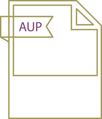Obraz premium AUP File format icon black outline and light color text