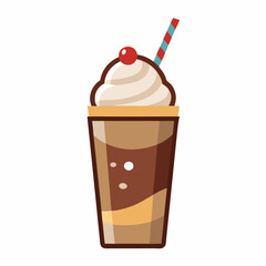 Chocolate Milkshake Vector Illustration on White Background