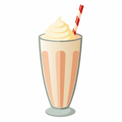 Chocolate Milkshake Vector Illustration on White Background