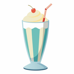 Chocolate Milkshake Vector Illustration on White Background