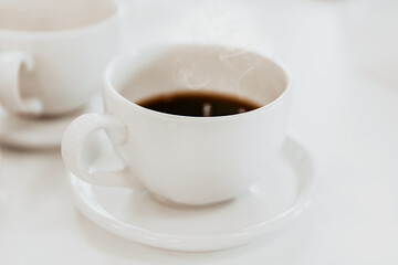 Two Cups of Hot Aromatic Coffee
