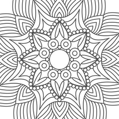 Monochrome pattern. Linear symmetrical ornament. Background template for decorating textiles, wallpapers, covers, interior and creative design