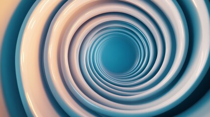 Fototapeta premium abstract white circular swirl with blue and orange gradient background - modern 3d tunnel design for technology, website, and branding