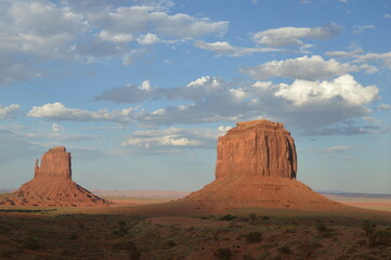 Orange rock formations in the summer at Monument Valley Navajo National Park, USA