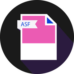 ASF File format icon and black shadow circular