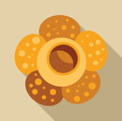 Rafflesia arnoldii flower blooming icon in flat style with long shadow on a beige background