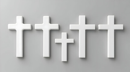 Obraz premium White Crosses on Grey Background Set of Five Different Sizes