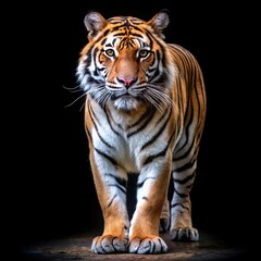 Fototapeta premium portrait of tiger full body, isolated on black background