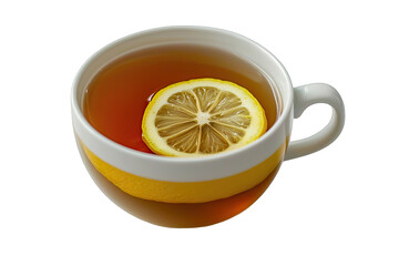 A refreshing cup of tea featuring a slice of lemon, perfect for relaxing moments or enhancing flavors. Ideal for any beverage collection.